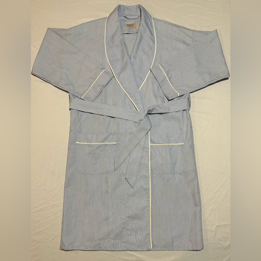 NWOT Vintage 70’s Roytex For Modern Living blue pinstripe lounge robe